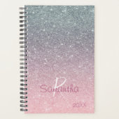 バラ金ゴールド銀グリッタースパークルユニークグラム プランナー手帳 (正面)