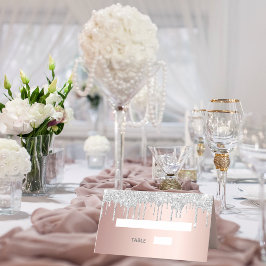 バラ金ゴールド銀グリッタードリップスバースデー プレイスカード