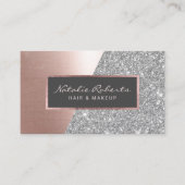 バラ金ゴールド銀グリッターモダン美しいサロンスパ 名刺 (正面)