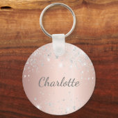 バラ金ゴールド銀グリッターモノグラムイニシャル キーホルダー (正面)