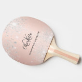 バラ金ゴールド銀グリッターモノグラム名 卓球ラケット (横)