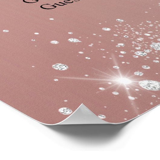 バラ金ゴールド銀グリッター結婚の座席表 ポスター (角)