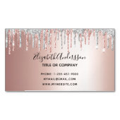 バラ金ゴールド銀グリッター金エレガント属 マグネット名刺 (正面)