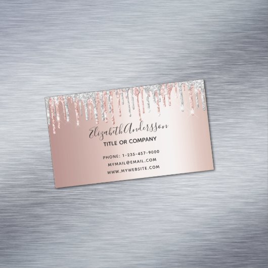 バラ金ゴールド銀グリッター金エレガント属 マグネット名刺 (インサイチュ)