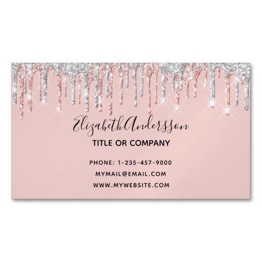 バラ金ゴールド銀ドライエレガントブモダン マグネット名刺 (正面)