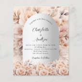 バラ金ゴールド銀フローラアーチ結婚式招待状 (正面)