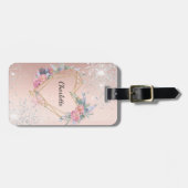 バラ金ゴールド銀フローラ名 ラゲッジタグ (正面横)