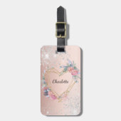 バラ金ゴールド銀フローラ名 ラゲッジタグ (正面縦)