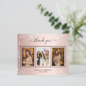 バラ金ゴールド銀写真誕生日サンキューカード (スタンド正面)