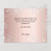 バラ金ゴールド銀写真誕生日サンキューカード (裏面)