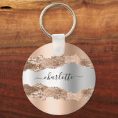 バラ金ゴールド銀合金大理石名文字 キーホルダー (正面)