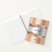 バラ金ゴールド銀合金大理石名文字 ノートブック (内部)