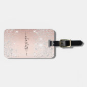 バラ金ゴールド銀名スクリプト ラゲッジタグ (正面横)