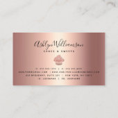 バラ金ゴールド銅カップケーキグリッタードリップベーカリーシェフ 名刺 (裏面)