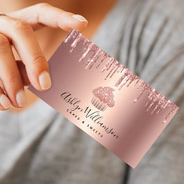 バラ金ゴールド銅カップケーキグリッタードリップベーカリーシェフ 名刺