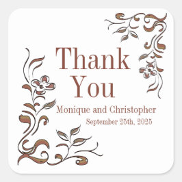 バラ金ゴールド銅フローラホワイト結婚ズ スクエアシール