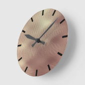 バラ金ゴールド銅ミニマル金属ストライプ金属ブラック ラウンド壁時計 (傾斜)