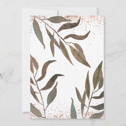 バラ金ゴールド銅植物性グラムモダン結婚ズ 招待状 (裏面)