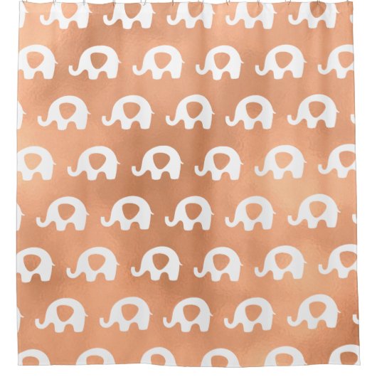 バラ金ゴールド銅白象ミニマル象 シャワーカーテン (正面)