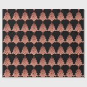 バラ金ゴールド銅金ゴールドブラッククリスマスツリー ラッピングペーパー (フラット)