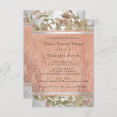 バラ金ゴールド銅銀フローラブライダル16thグリーン 招待状 (正面/裏面)