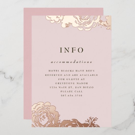 バラ金ゴールド開花招待状 箔招待状 (正面/裏面)