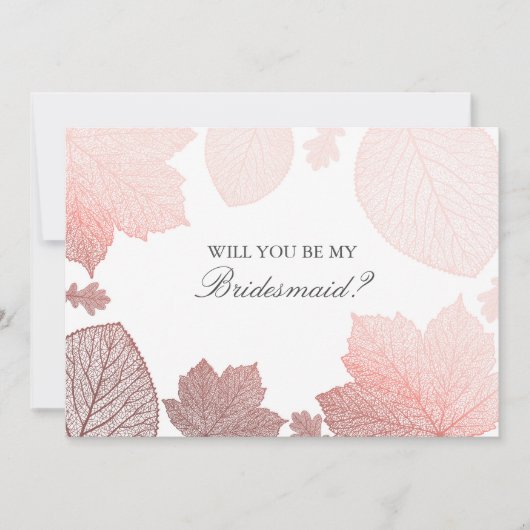 バラ金ゴールド離れ秋の結婚式ブリデスメイド提案 招待状 (正面)