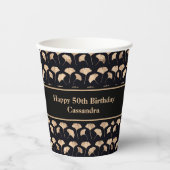 バラ金ゴールド離れ銀子50歳パーソナライズされた誕生日 紙コップ (正面)