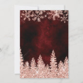 バラ金ゴールド雪の赤いクリスマス冬の結婚式 招待状 (裏面)