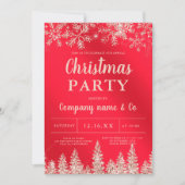 バラ金ゴールド雪の赤の金属のクリ企業のスマス 招待状 (正面)