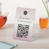 バラ金ゴールド非接触型スキャンMe Qrコードメニューロゴ 台座サイン (インサイチュ)