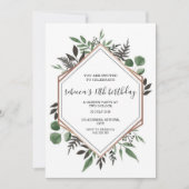 バラ金ゴールド額縁抽象芸術誕生日招待状 招待状 (正面)