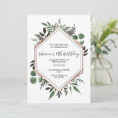 バラ金ゴールド額縁抽象芸術誕生日招待状 招待状 (スタンド正面)