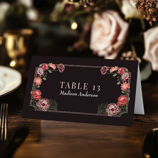 バラ金ゴールド魅惑庭園の結婚式エスコートカード テーブルナンバー