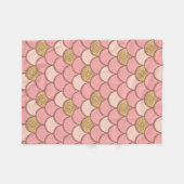 バラ金ゴールド魚鱗グリッター効果 フリースブランケット (正面(横))