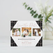 バラ金ゴールド黒い六角形ジオメトリック日付を保存 (スタンド正面)