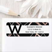 バラ金ゴールド黒の三角形抽象芸術パターン ラベル (インサイチュ)