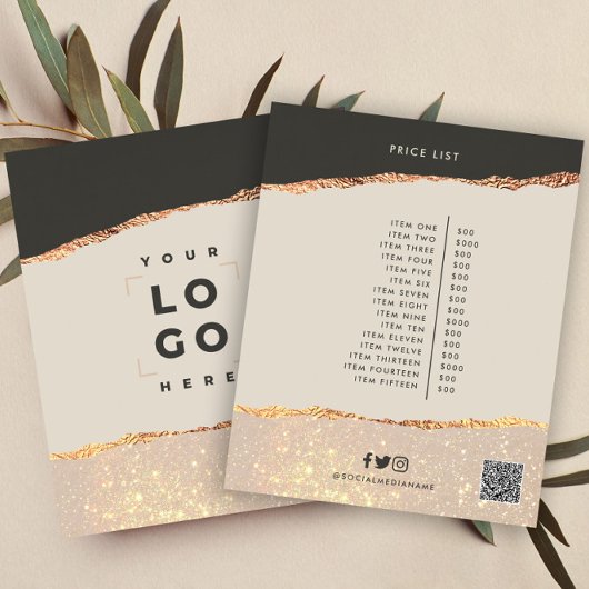 バラ金ゴールド黒エレガントモダンガーリー価格QRコード チラシ