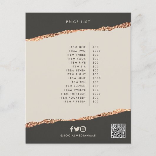 バラ金ゴールド黒エレガントモダンガーリー価格QRコード チラシ (正面)