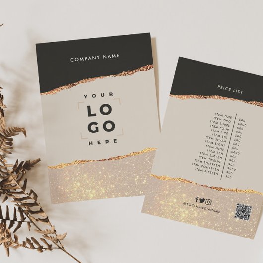 バラ金ゴールド黒エレガントモダンガーリー価格QRコード 招待状