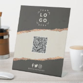 バラ金ゴールド黒エレガントQRコモダンードブランディング 台座サイン (インサイチュ)