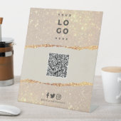 バラ金ゴールド黒エレガントQRコモダンードブランディング 台座サイン (インサイチュ)