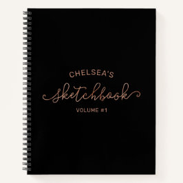 バラ金ゴールド黒字書道名Sketchbook ノートブック