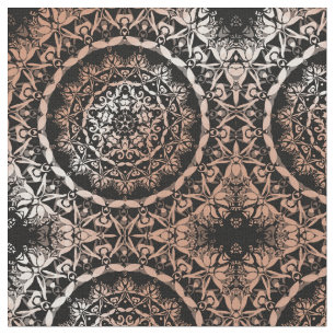 バラ金ゴールド黒曼荼羅図 ファブリック