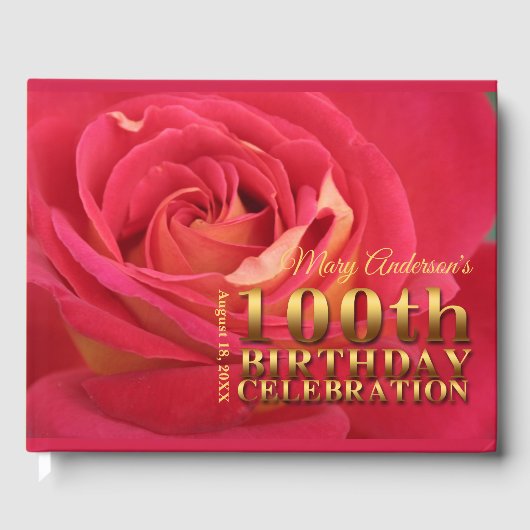 バラ金ゴールド100番目の誕生祝い名HCGB ゲストブック (正面)