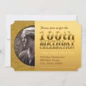 バラ金ゴールド100誕生祝い追加フォトInv 招待状 (裏面)