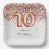 バラ金ゴールド10th誕生日パーティー ペーパープレート (正面)