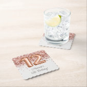 バラ金ゴールド12th誕生日パーティー ペーパーコースター (インサイチュ)