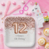 バラ金ゴールド12th誕生日パーティー ペーパープレート (パーティー)