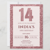 バラ金ゴールド14歳の誕生日の招待状 招待状 (正面)